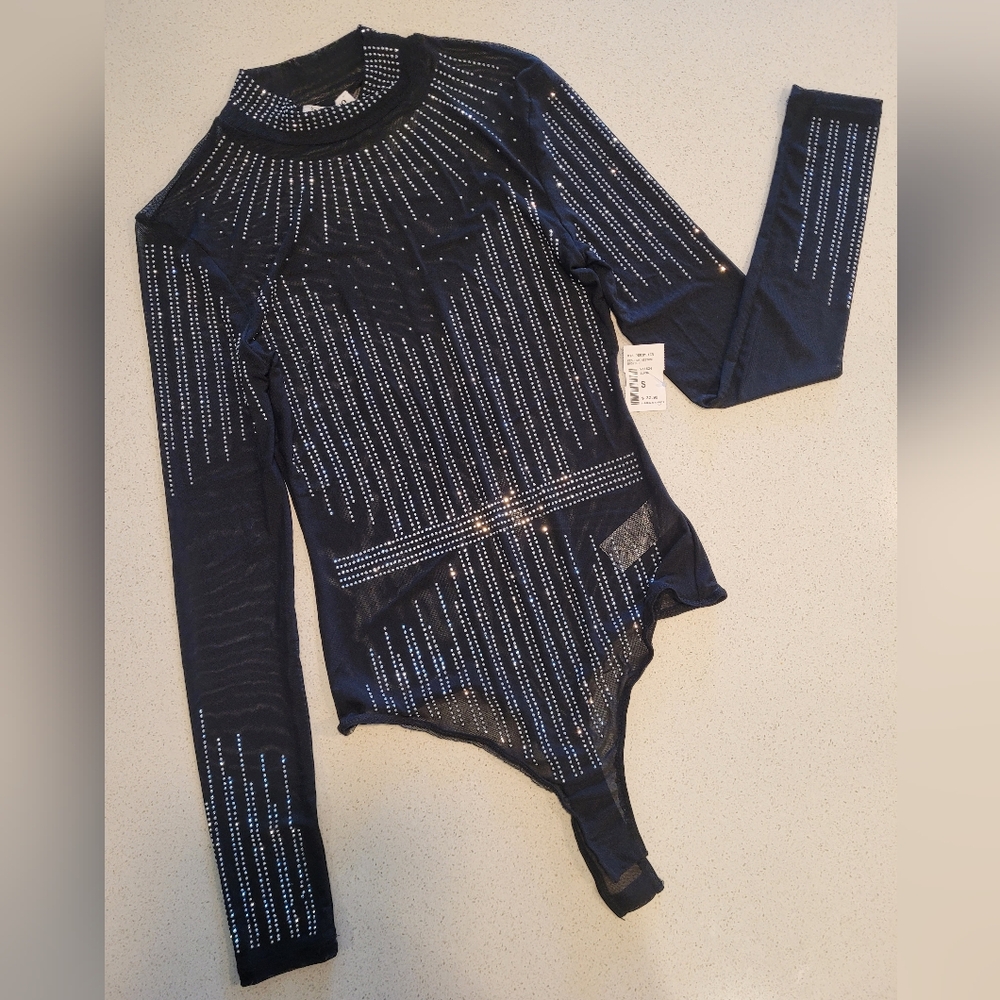 Rhinestone Sheer Mesh Bodysuit - Picture 5 of 5